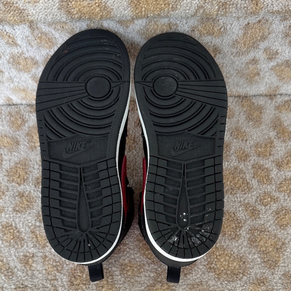 Kids Nike Air Jordon Black and Red High-Top Sneakers - Picture 7 of 7